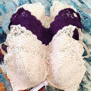 VS bundle of 4 lace covered  lined demi bras 34DDD NWOT